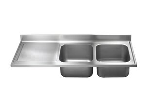 Sp�labdeckung Edelstahl, 2 Becken, rechtsseitig, ohne Standrohrventil, BTH 1400 x 600 x 250 mm