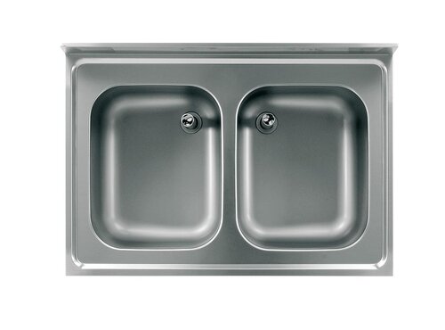 Sp�labdeckung Edelstahl, 2 Becken mittig, Aufkantung, BTH 1200 x 700 x 250 mm
