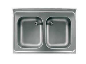 Sp�labdeckung Edelstahl, 2 Becken mittig, Aufkantung, BTH 1200 x 700 x 250 mm