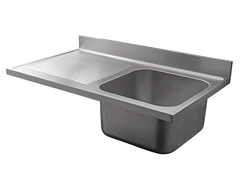 Sp�labdeckung Edelstahl, 1 Becken rechts, Aufkantung, BTH 1400 x 700 x 250 mm