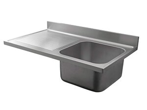 Sp�labdeckung Edelstahl, 1 Becken rechts, Aufkantung, BTH 1400 x 700 x 250 mm