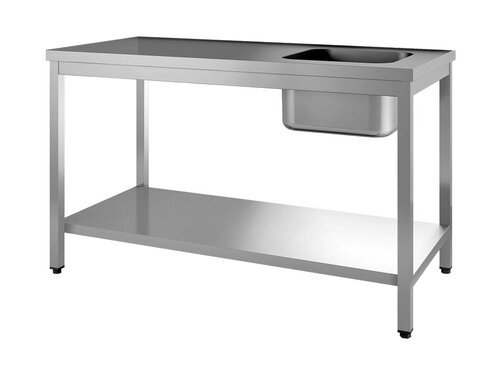 vaiotec TOPLINE 700 Cheftisch, Becken rechts, Grundboden, BTH 1200 x 700 x 850 mm