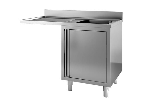 vaiotec TOPLINE 600 Sp�lzentrum, 1 Becken rechts, Fl�gelt�r, BTH 1200 x 600 x 850 mm