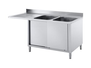 vaiotec TOPLINE 700 Sp�lzentrum, 2 Becken rechts, Schiebet�ren, BTH 1800 x 700 x 850 mm