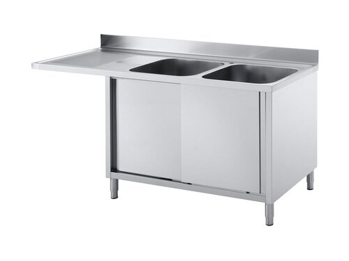 vaiotec TOPLINE 700 Sp�lzentrum, 2 Becken rechts, Schiebet�ren, BTH 2000 x 700 x 850 mm