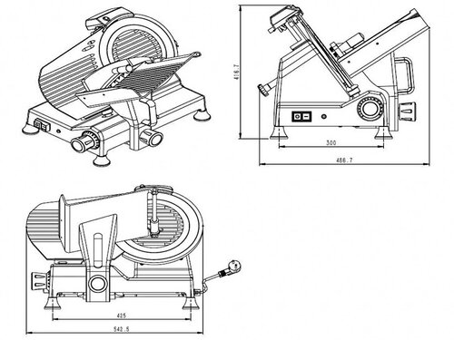vaiotec EASYLINE Aufschnittmaschine 250, Messer  250 mm, Schnittstrke 0,2 - 12 mm, inkl. Schleifstein