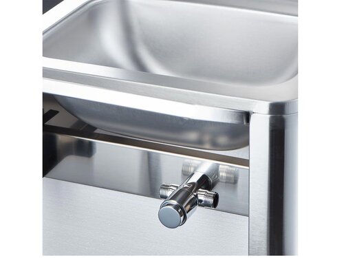 Stalgast Handwaschbecken mit Kniebedienung, inkl. Armatur und Seifenspender, BTH 400 x 330 x 570 mm