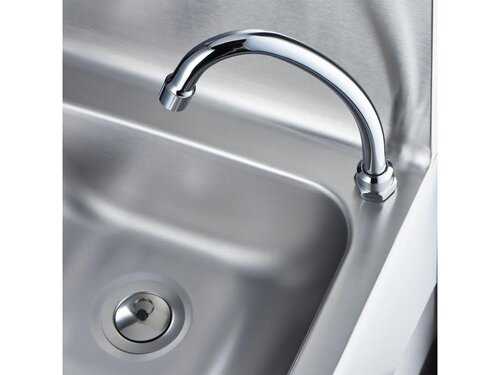 Stalgast Handwaschbecken mit Kniebedienung, inkl. Armatur und Seifenspender, BTH 400 x 330 x 570 mm