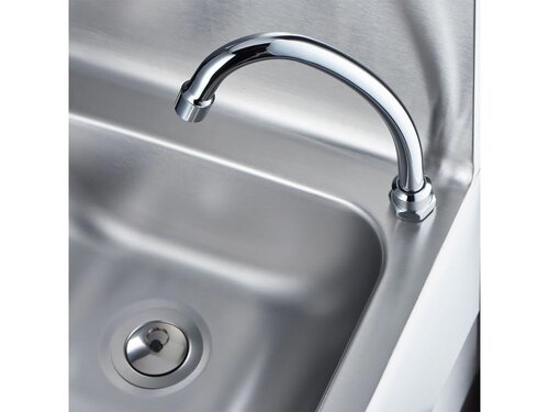 Stalgast Handwaschbecken mit Kniebedienung, inkl. Armatur und Seifenspender, BTH 400 x 330 x 570 mm