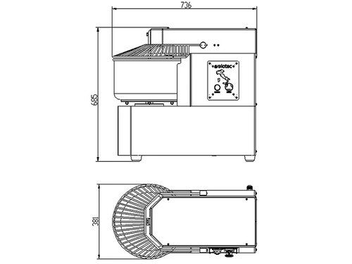 vaiotec EASYLINE Teigknetmaschine 18 kg Teig, 30 Liter, fester Kessel, 1 Geschwindigkeit, 400V
