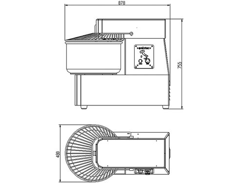 vaiotec EASYLINE Teigknetmaschine 22,5 kg Teig, 40 Liter, fester Kessel, 1 Geschwindigkeit, 400V