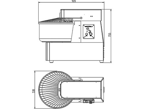 vaiotec EASYLINE Teigknetmaschine 30 kg Teig, 50 Liter, fester Kessel, 1 Geschwindigkeit, 400V