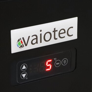 vaiotec TOPLINE Kühlvitrine, schwarz, 92 Liter, Umluftkühlung, BTH 434 x 398 x 1154 mm