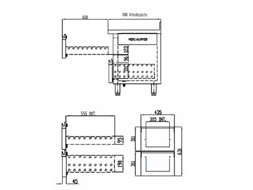 vaiotec TOPLINE 700 Tiefk�hltisch, 4 Schubladen f�r GN 1/1, 265 Liter, Umluftk�hlung, BTH 1345 x 700 x 900 mm