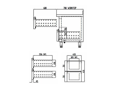 vaiotec TOPLINE 700 Tiefk�hltisch, 6 Schubladen f�r GN 1/1, 450 Liter, Umluftk�hlung, BTH 1795 x 700 x 900 mm