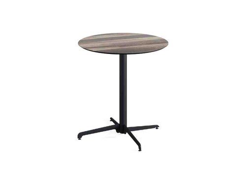 FEROS X Cross Terrassentisch Gestell Schwarz + Tropical Wood HPL Tischplatte �700 mm