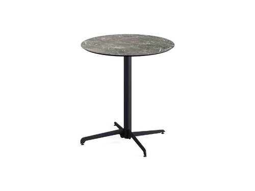 FEROS X Cross Terrassentisch Gestell Schwarz + Galaxy Marble HPL Tischplatte �700 mm