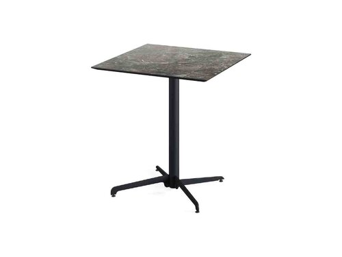 FEROS X Cross Terrassentisch Gestell Schwarz + Galaxy Marble HPL Tischplatte 700 x 700 mm