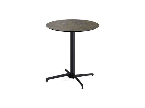 FEROS X Cross Terrassentisch Gestell Schwarz + Midnight Marble HPL Tischplatte �700 mm