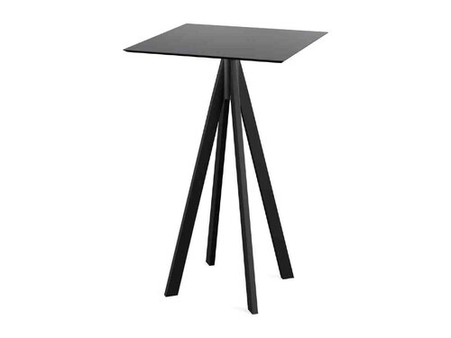FEROS Infinity Stehtisch Gestell Schwarz + Schwarz HPL Tischplatte 700 x 700 mm