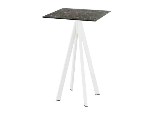 FEROS Infinity Stehtisch Gestell Wei� + Galaxy Marble HPL Tischplatte 700 x700 mm