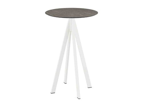 FEROS Infinity Stehtisch Gestell Wei� + Midnight Marble HPL Tischplatte �700 mm