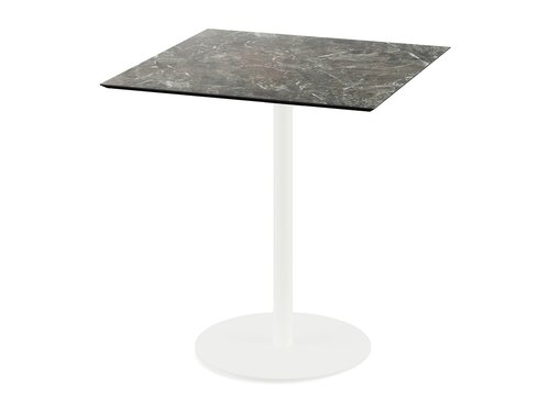FEROS Urban Terrassentisch Gestell Wei� + Galaxy Marble HPL Tischplatte 700 x 700 mm