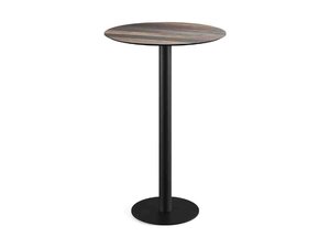 FEROS Urban Stehtisch Gestell Schwarz + Tropical Wood HPL...