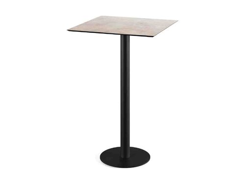 FEROS Urban Stehtisch Gestell Schwarz + Moonstone HPL Tischplatte 700 x 700 mm