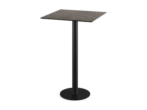 FEROS Urban Stehtisch Gestell Schwarz + Midnight Marble HPL Tischplatte 700 x 700 mm