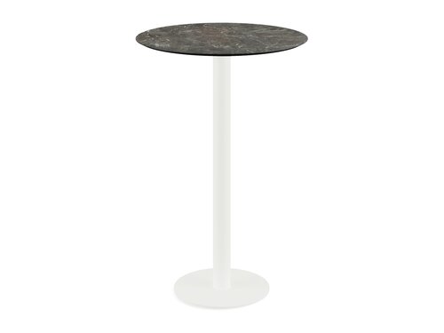 FEROS Urban Stehtisch Gestell Wei� + Galaxy Marble HPL Tischplatte �700 mm