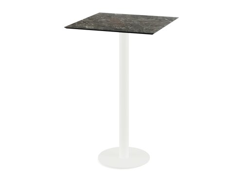FEROS Urban Stehtisch Gestell Wei� + Galaxy Marble HPL Tischplatte 700 x 700 mm