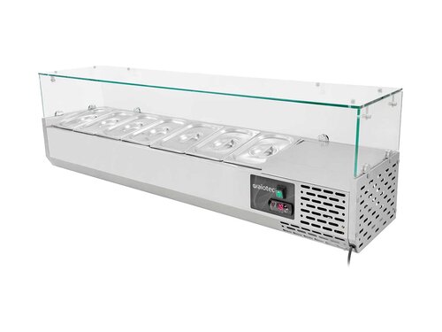 vaiotec EASYLINE Pizzatisch 800 mit 1 T�r & 7 Schubladen, schwarze Granitarbeitsfl�che, inkl. K�hlaufsatz f�r 7x GN1/4, 175 Liter, BTH 1510 x 800 x 1435 mm