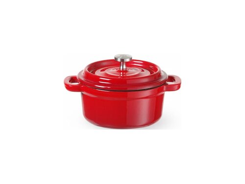 Hendi Emaillierter Gusseisentopf, 0,27 Liter, Rot, BTH 130 x 100 x 48 mm
