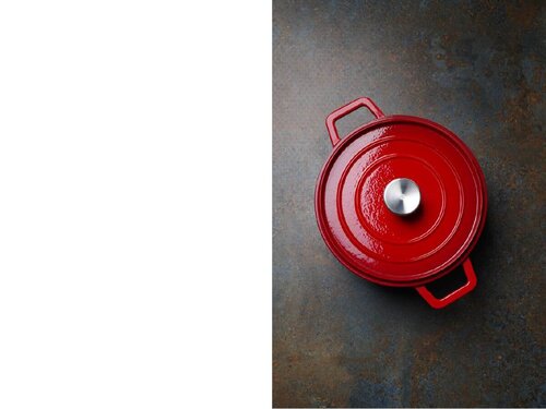 Hendi Emaillierter Gusseisentopf, 3,7 Liter, Rot, BTH 317 x 240 x 105 mm