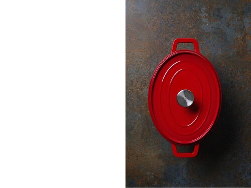 Hendi Emaillierter Gusseisentopf, 4,4 Liter, Rot, BTH 365 x 290 x 115 mm