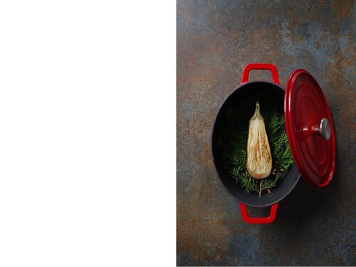 Hendi Emaillierter Gusseisentopf, 4,4 Liter, Rot, BTH 365 x 290 x 115 mm