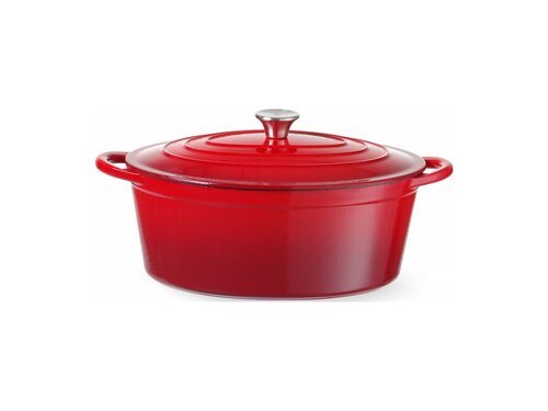 Hendi Emaillierter Gusseisentopf, 6,88 Liter, Rot, BTH 405 x 255 x 134 mm