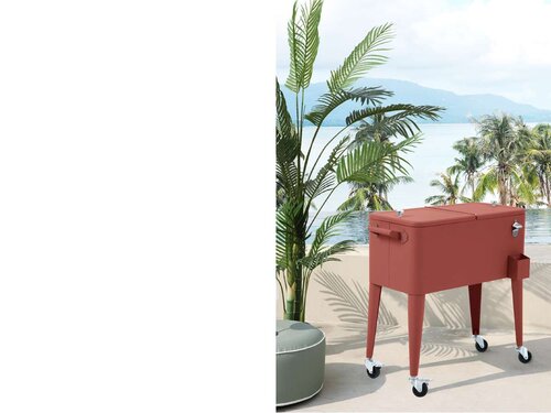 BEST Icy K�hlbox auf R�dern, Farbe Terracotta, Indoor & Outdoor, BTH 430 x 910 x 890 mm