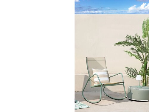 BEST Brody Garten-Schaukelstuhl, Farbe Gr�n-Beige, Indoor & Outdoor, BTH 685 x 910 x 970 mm