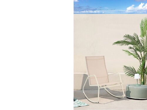 BEST Brody Garten-Schaukelstuhl, Farbe Beige, Indoor & Outdoor, BTH 685 x 910 x 970 mm