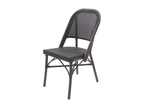 FEROS Paris Bistrostuhl Textil, Farbe Wenge-Schwarz Mesh, Indoor & outdoor, BTH 470 x 570 x 900 mm