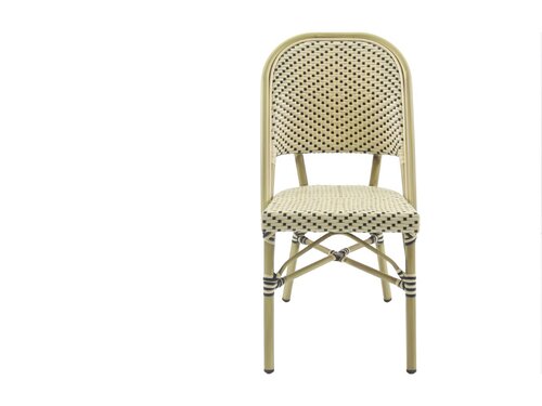 FEROS Paris Bistrostuhl Rattan, Farbe Bambus-Wei�/Schwarz, Indoor & outdoor, BTH 470 x 570 x 900 mm