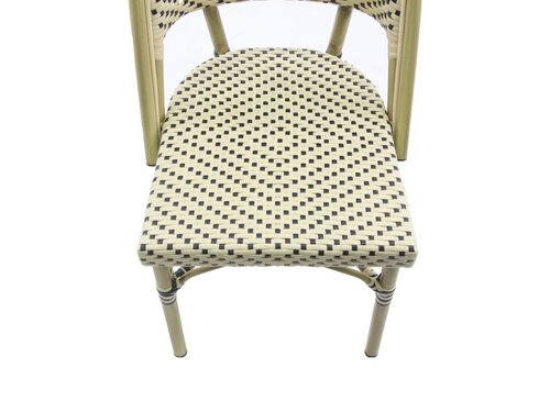 FEROS Paris Bistrostuhl Rattan, Farbe Bambus-Wei�/Schwarz, Indoor & outdoor, BTH 470 x 570 x 900 mm