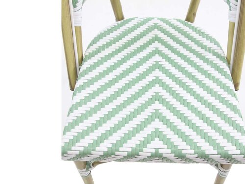 FEROS Paris Bistrostuhl Rattan, Farbe Bambus-Wei�/Pastellgr�n, Indoor & outdoor, BTH 470 x 570 x 900 mm