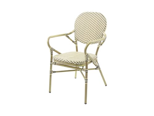 FEROS Tango Bistrostuhl Rattan, Farbe Bambus-Wei�/Schwarz, Indoor & outdoor, BTH 560 x 640 x 890 mm