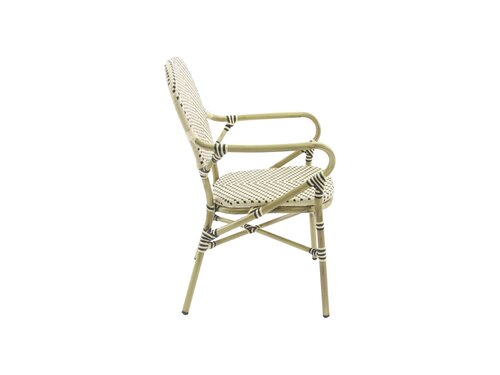 FEROS Tango Bistrostuhl Rattan, Farbe Bambus-Wei�/Schwarz, Indoor & outdoor, BTH 560 x 640 x 890 mm