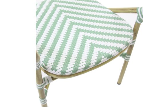 FEROS Tango Bistrostuhl Rattan, Farbe Bambus-Wei�/Pastellgr�n, Indoor & outdoor, BTH 560 x 640 x 890 mm