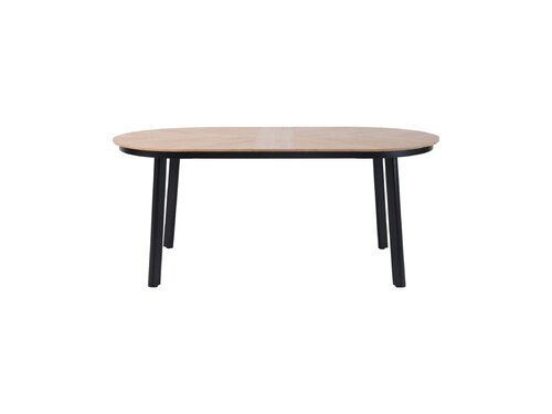 BEST Polly Dining-Gartentisch, Farbe Schwarz-Wood, Indoor & Outdoor, BTH 1800 x 1000 x 740 mm