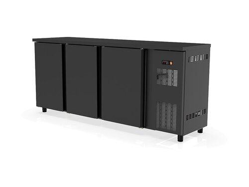 vaiotec TOPLINE 530 Bark�hltisch mit 3 T�ren, 490 Liter, Umluftk�hlung, Schwarz, BTH 2005 x 530 x 850 mm